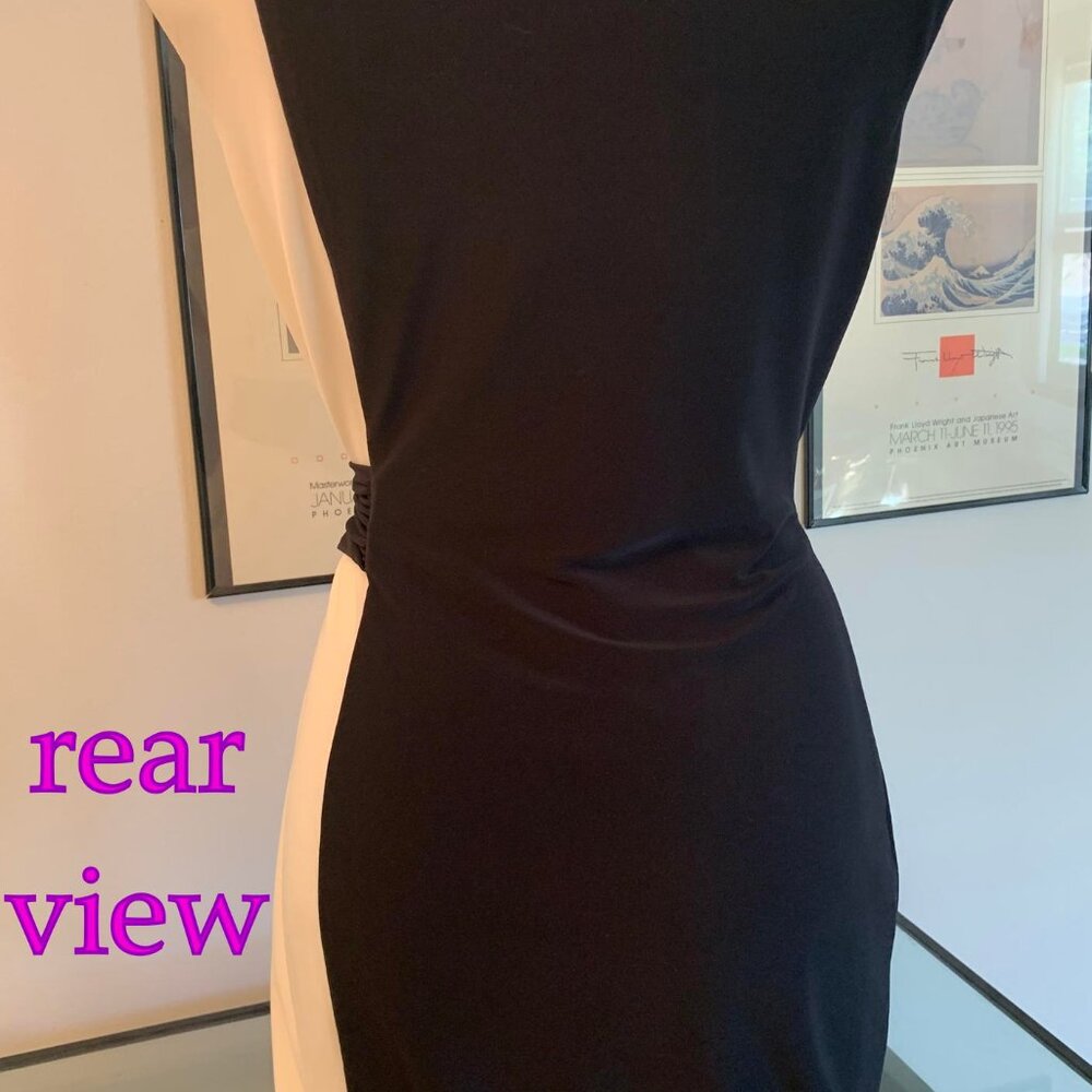 New with tags! Ralph Lauren versatile Dress black/white cascade-drape Size 8 - Picture 6 of 12